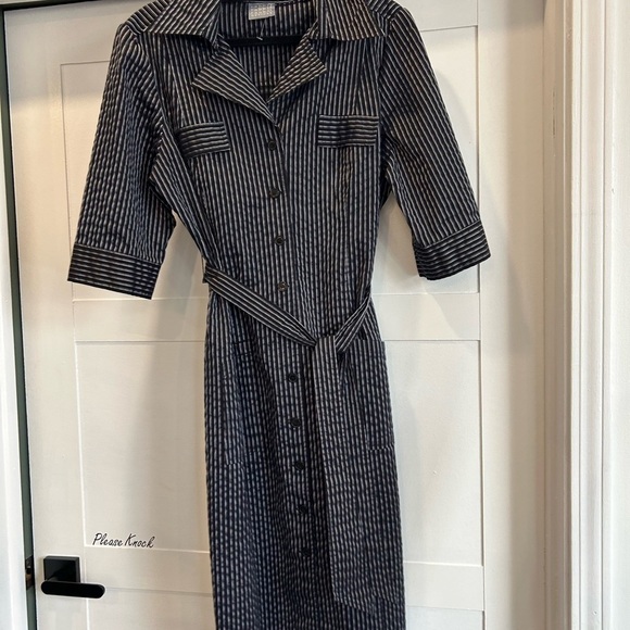 Rabbit Rabbit Rabbit vintage Black and White striped button down Dress - Picture 1 of 3